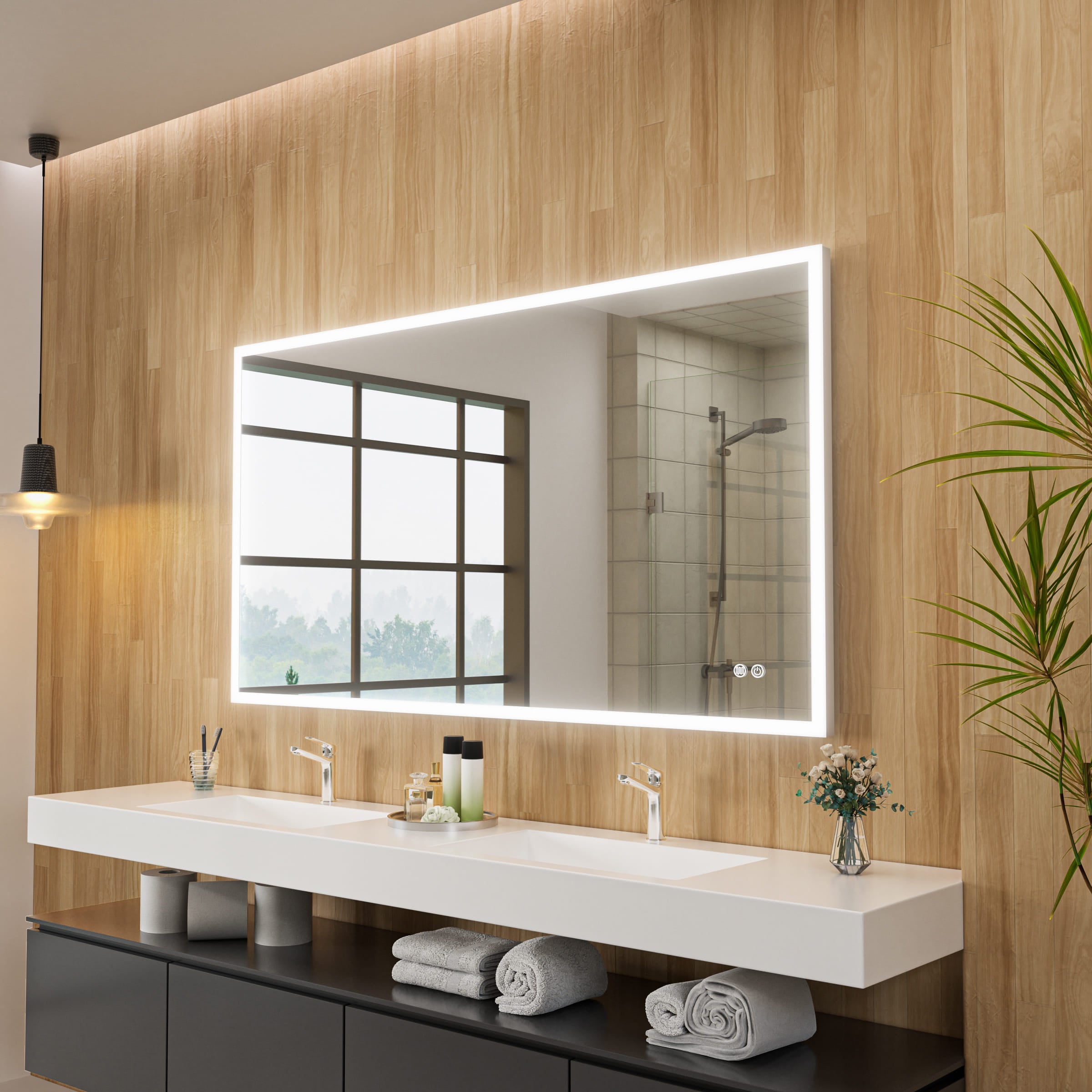 MaxxiBath LM106-F Frameless LED Mirror with Soft Glow Edges and Anti-Fog